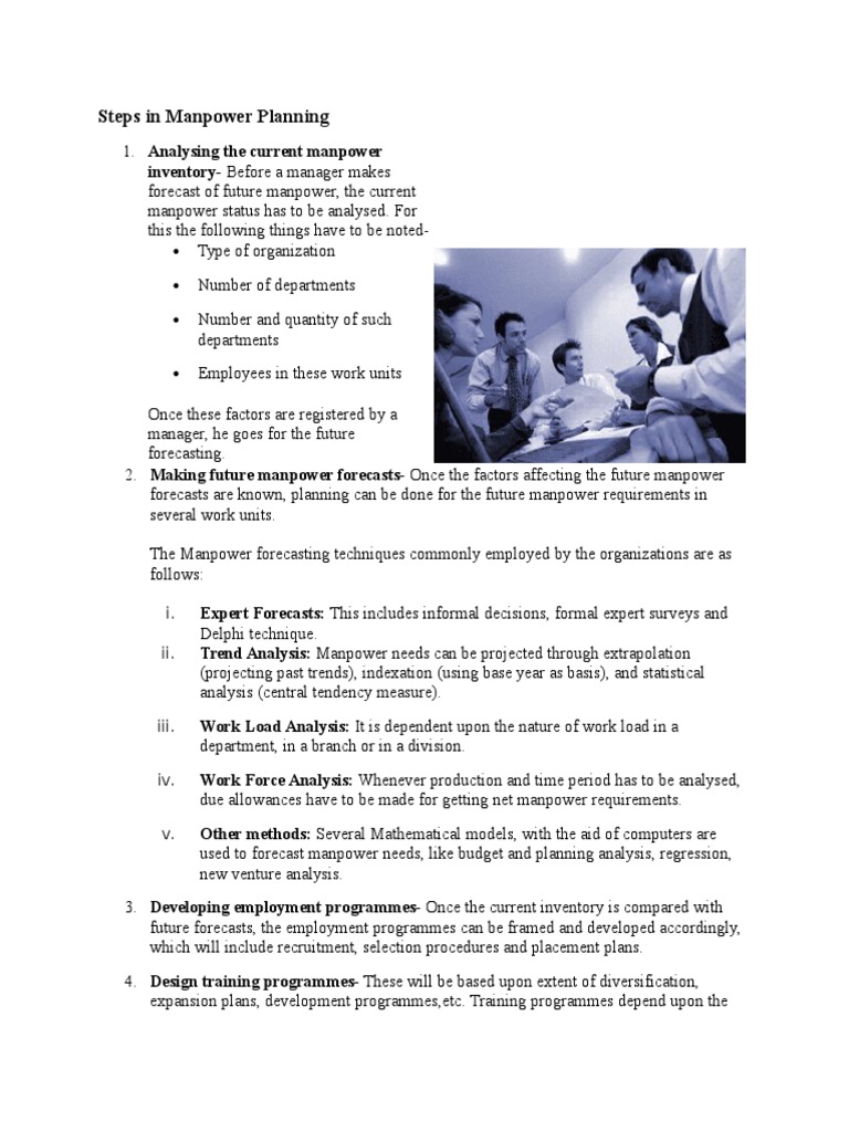 Steps In Manpower Planning
