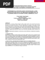 Experimental Investigation of Boundary Layer Separation Influence of Pressure Distribution On Cylinder Surface in Wind Tunnel Armfield C15-10