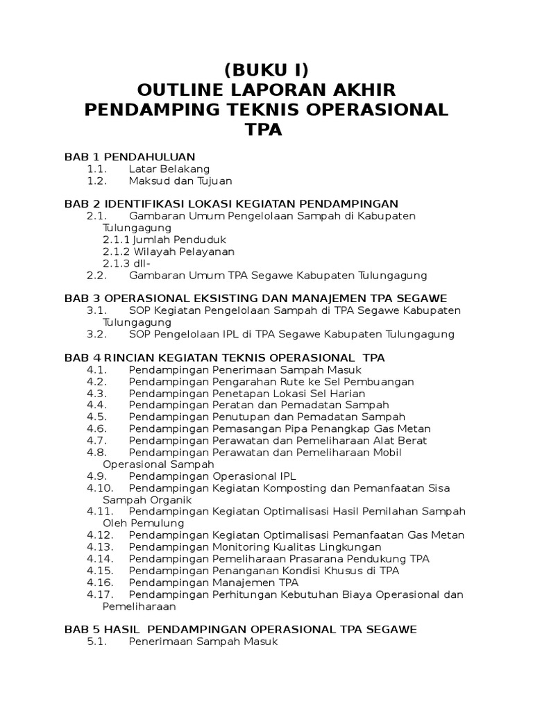 Outline Laporan TPA Segawe Tulungagung | PDF