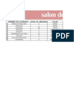 Salon de Belleza: Nombre Del Elemento Total de Unidades Color 1 2 3 4 5 6 7 8 9