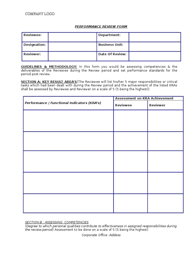Performance Review Form | PDF