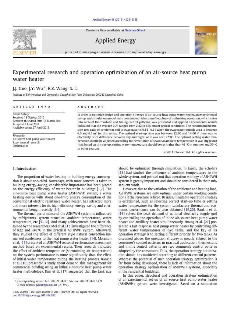 Optimization of Air-Source Heat Pump System | PDF | Water Heating ...