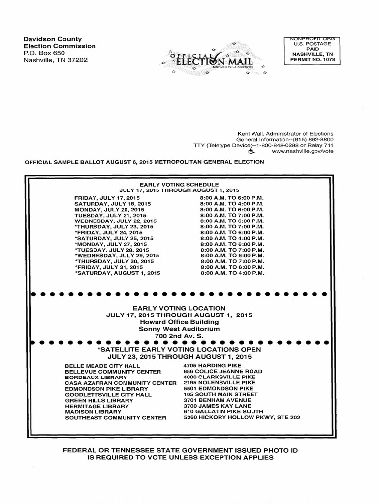 Davidson Co. Sample Ballot Group Decision Making Voting