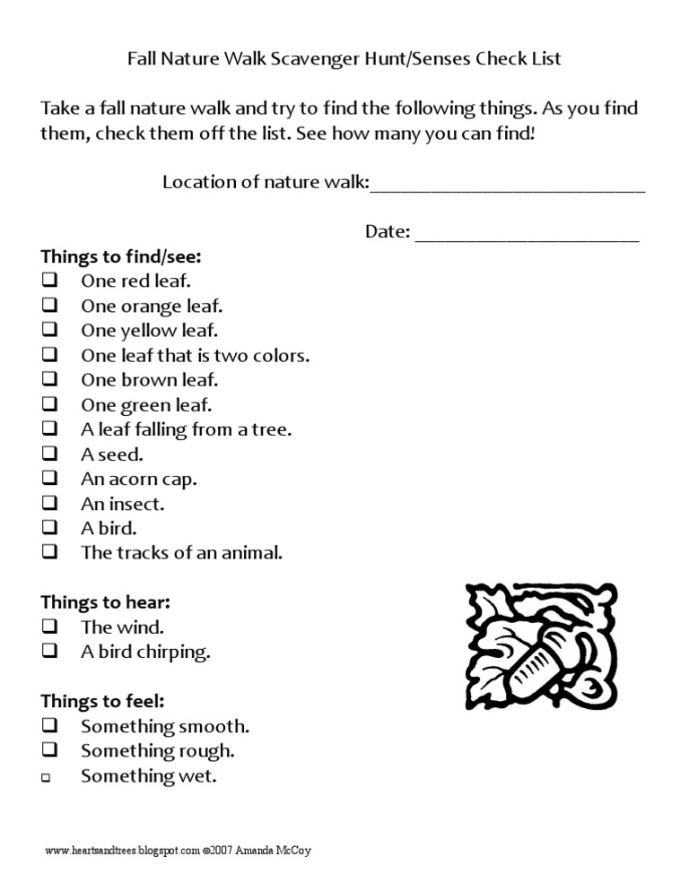 Fall Nature Walk Worksheet | Organisms | Nature