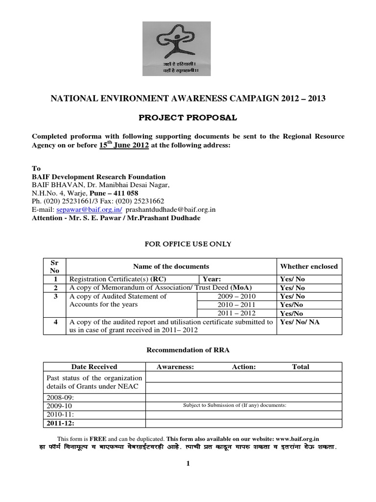 NEAC 2012-13 Project Proposal Form | PDF | Email | Business