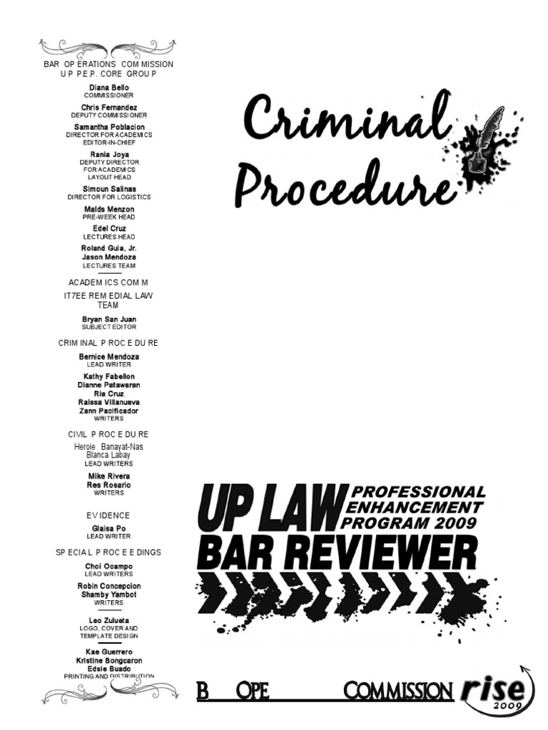 UP 2009 Remedial Law - Criminal Procedure | PDF | Search And Seizure ...