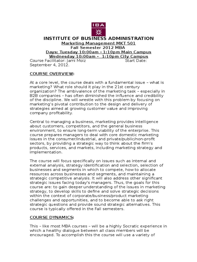 Marketing Management Course Overview | PDF | Strategic Management ...
