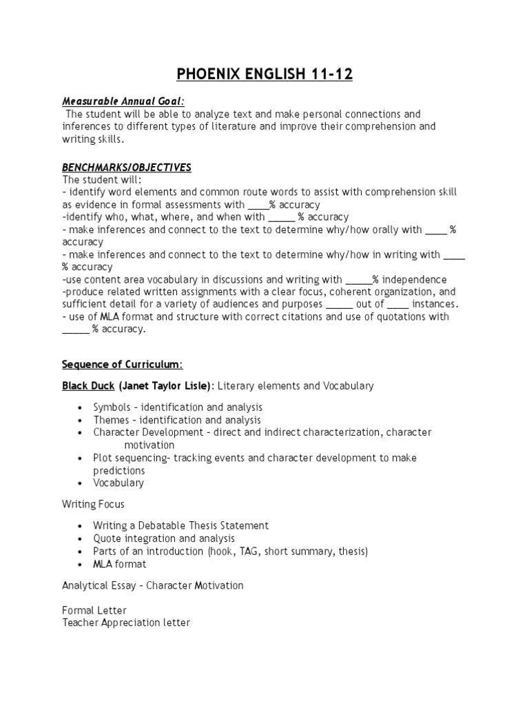 Phoenix English 11 Curriculum Map | PDF | Clause | Sentence 