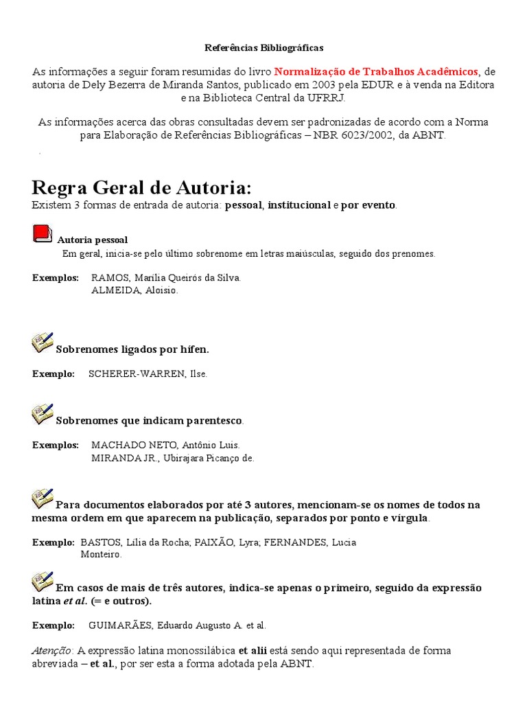 Referencias Bibliograficas De Trabalhos Academicos