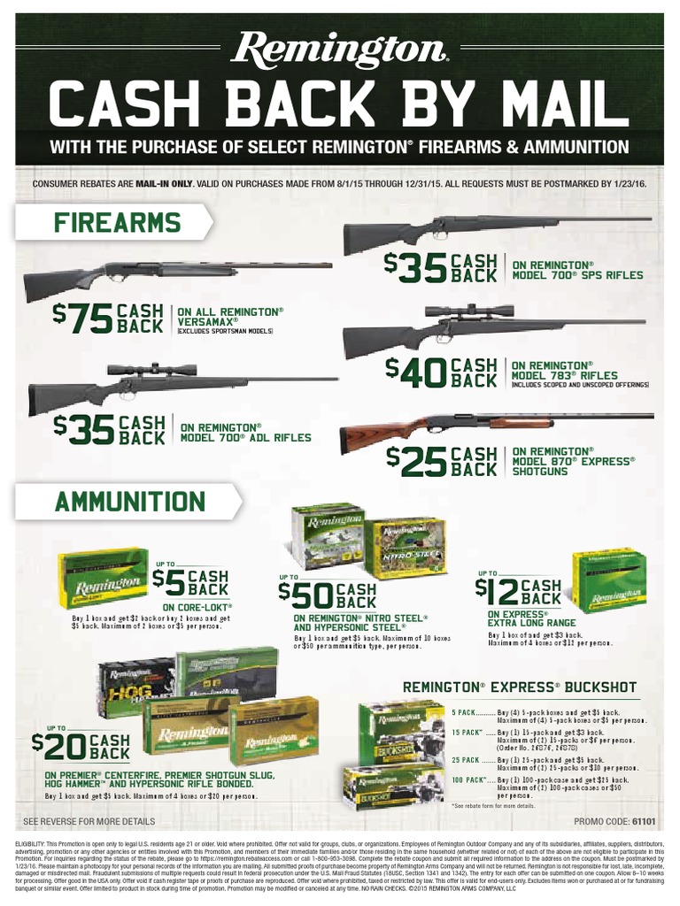 Remington FA & Ammo Rebate | PDF | Rebate (Marketing) | Shotgun
