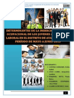 Determinantes de La Inserción y Puesto Ocupacional de Los Jovenes en El Mercado Laboral en El Distrito de Ayacucho