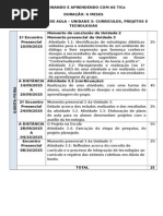 Cronograma de Aula Tic - Quinta-feira - Unidade 3