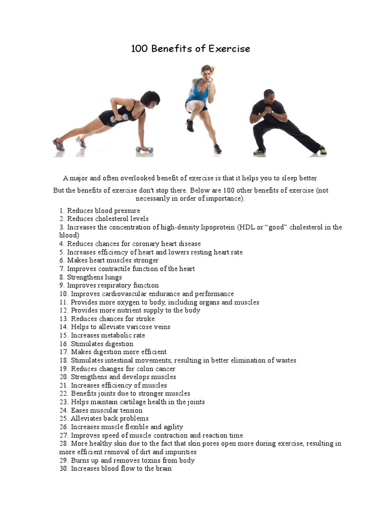 100 Benefits of Exercise Physical Exercise Heart Free 30day