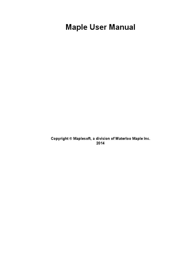 Usermanual Maple Pdf Equations Algebra