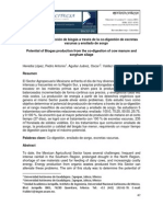 Potencial de Producción de Biogás A Través de La Co-Digestión de Excretas Vacunas y Ensilado de Sorgo