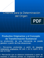 Criterios para La Determinación Del Origen