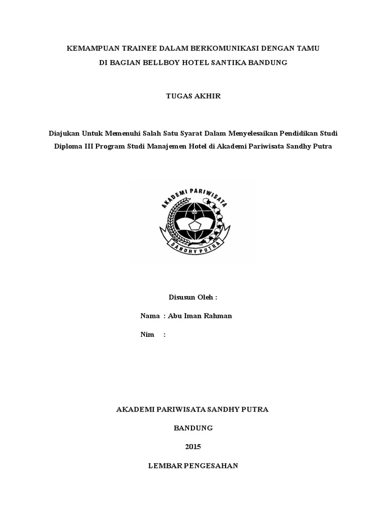 Tugas Akhir Front Office Departement