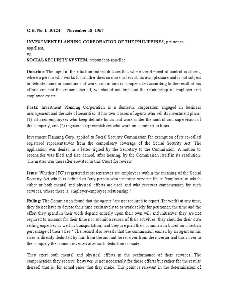 Investment Planning v. SSS PDF Social Security (United States