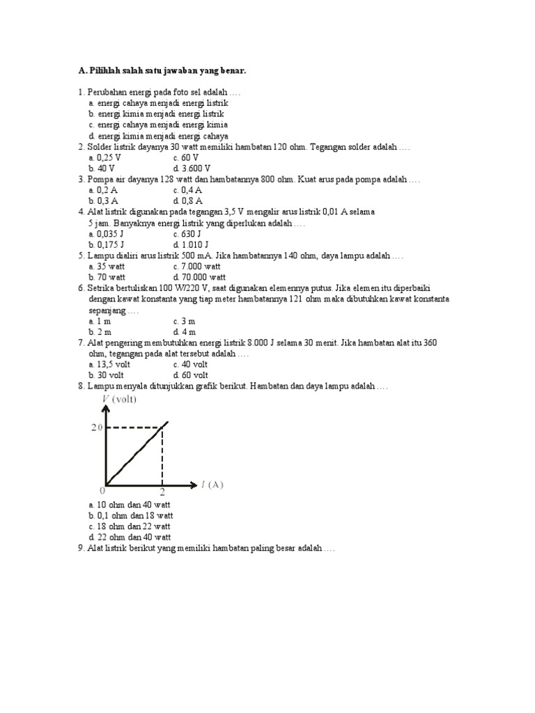 Soal Daya dan Energi Listrik Kelas 9 | PDF