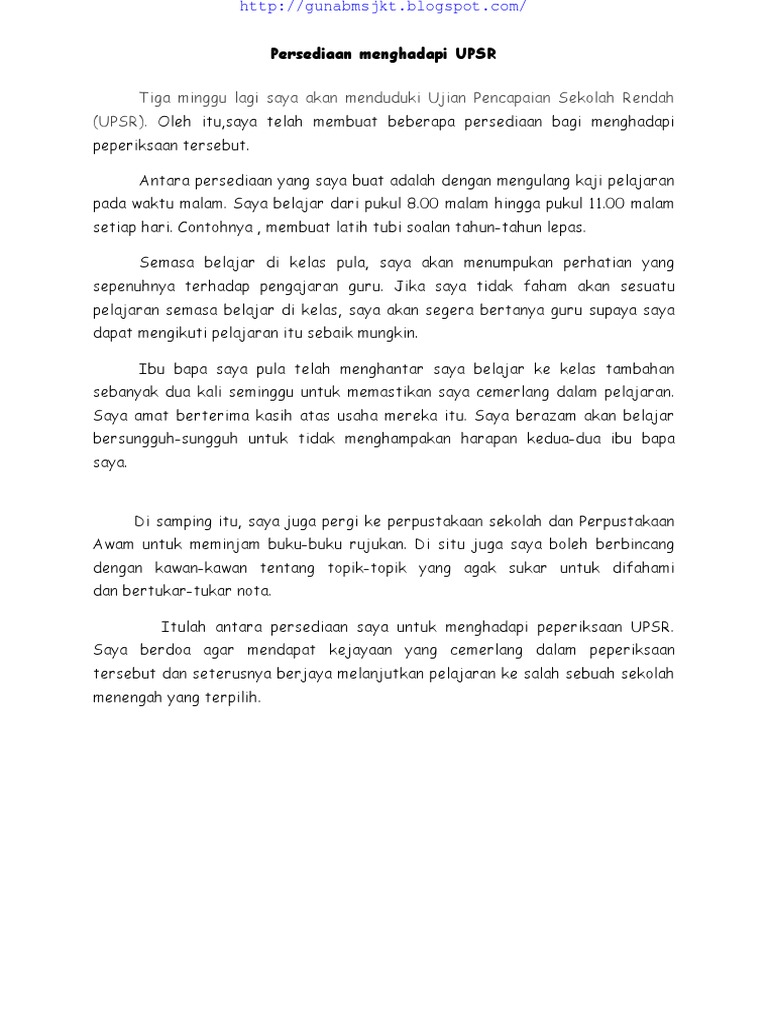 Persediaan Menghadapi Upsr Cerita Pdf