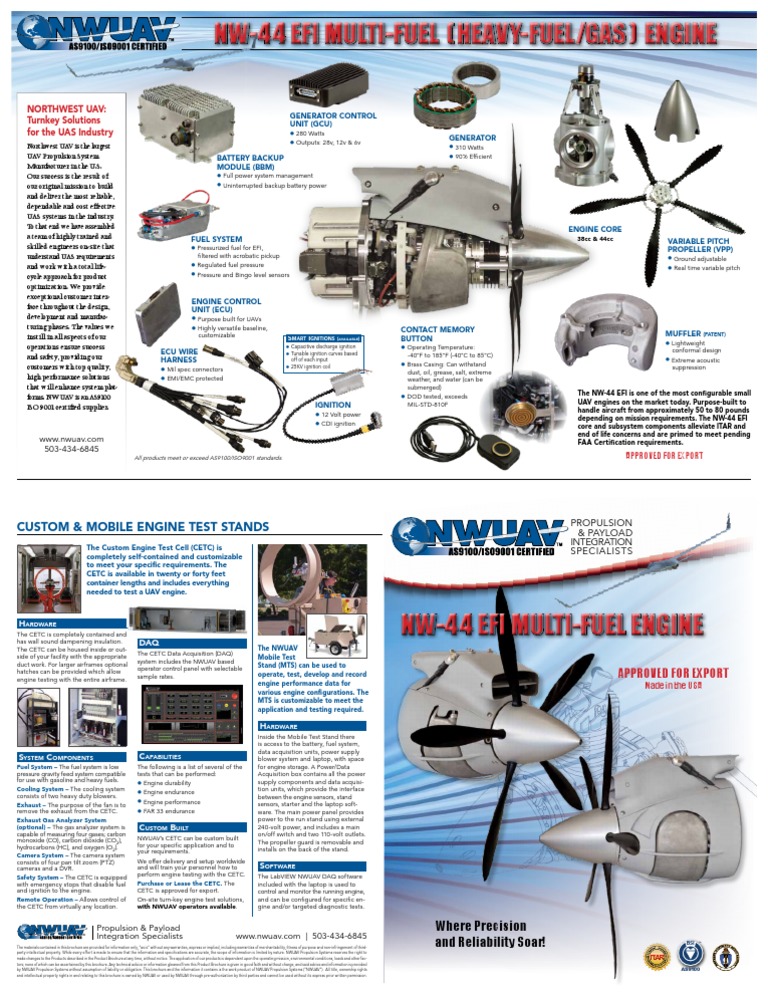 NW 44 UAV Engine Detailed Datasheet PDF PDF Exhaust Gas