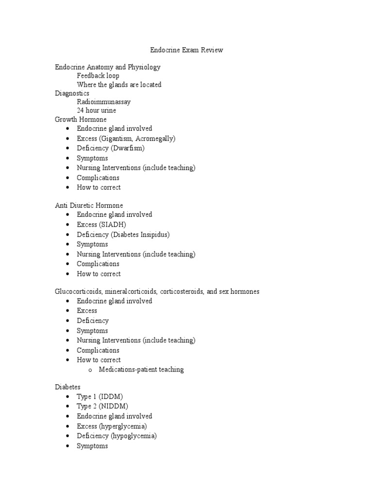 Endocrine System Exam Study Guide | PDF | Wellness
