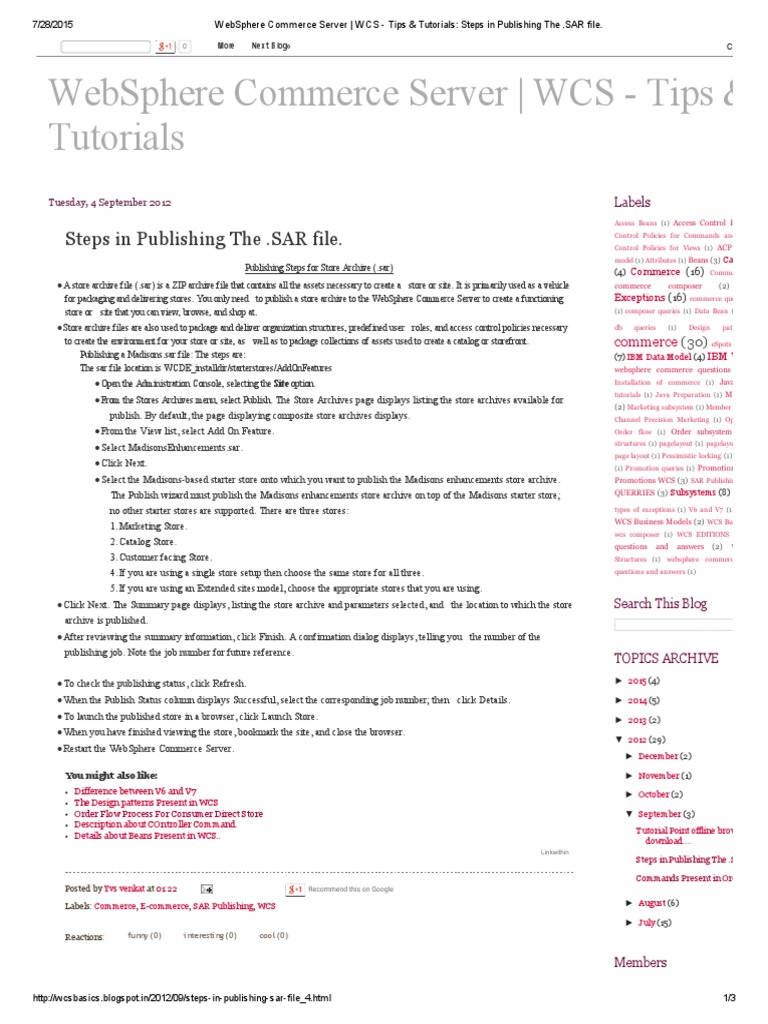 WebSphere Commerce Server - WCS - Tips & Tutorials - Steps in ...