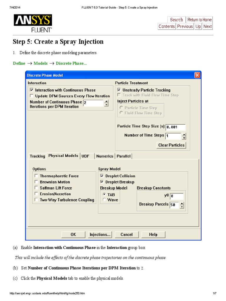 Step 5 Create A Spray Injection Define Models Discrete Phase.. PDF