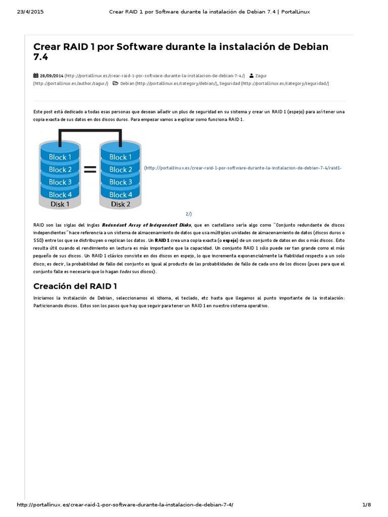 Crear RAID 1 en Debian 7.4 | PDF | Áreas de informática | Software del ...