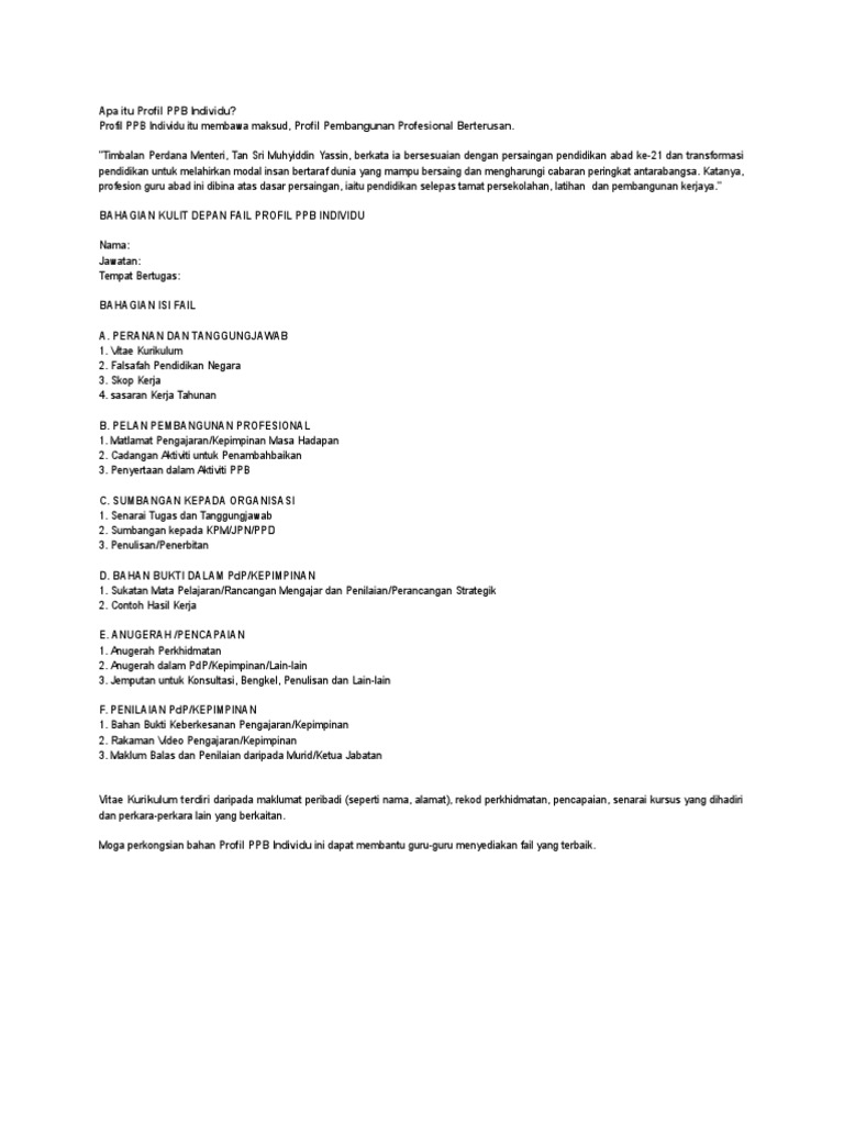 Apa Itu Profil Ppb Individu