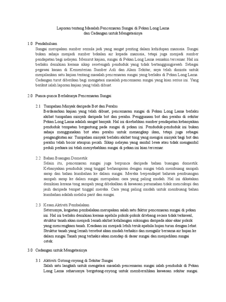Contoh Karangan Jenis Laporan