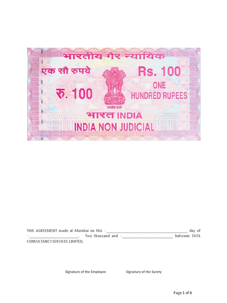 Service Agreement for 100 Stamp Paper Guarantee Justice Free 30
