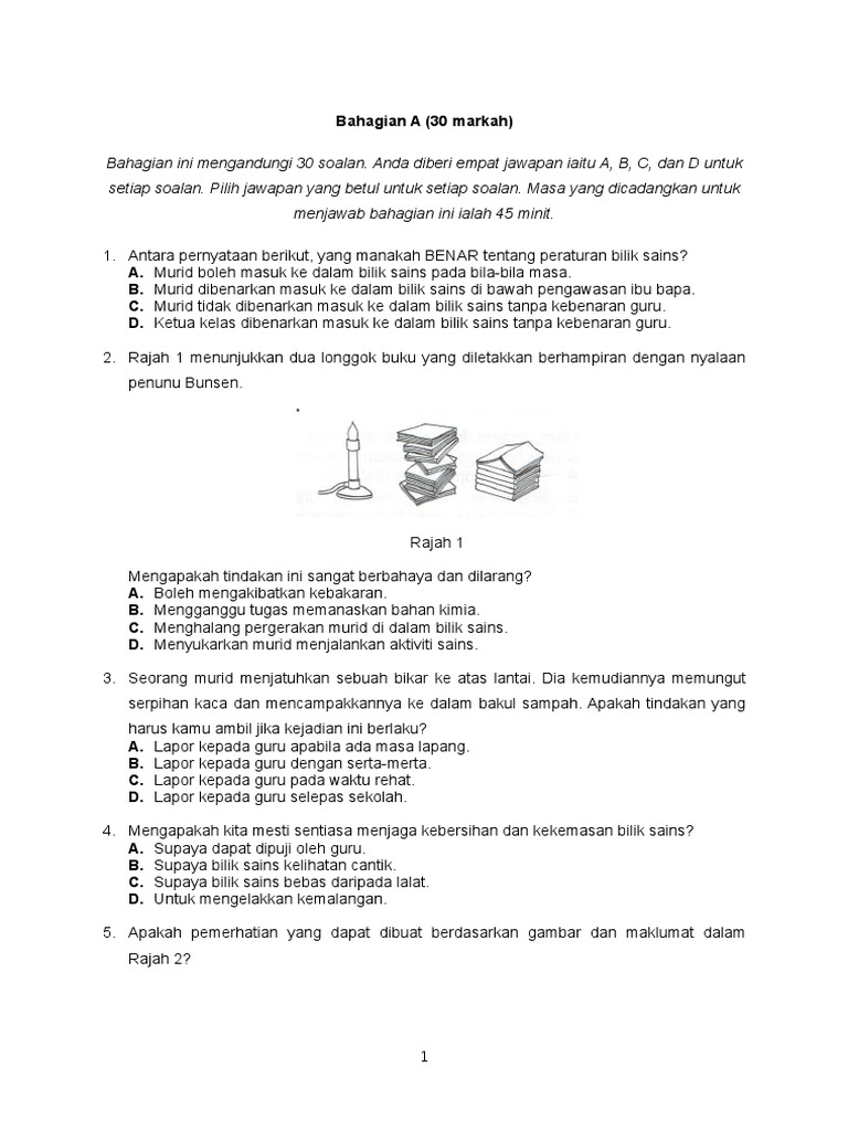 Sains Tahun 5 Peperiksaan Pertengahan Tahun (Mei) 2015