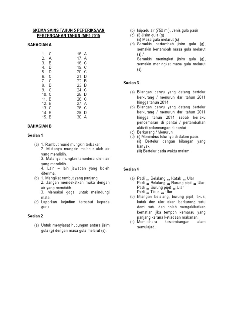 Latihan Soalan Sains Tahun 5 Dan Jawapan - Jiran