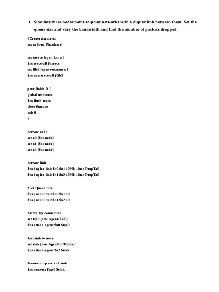 NS2 Sample Program for Network Simulation | PDF | Port (Computer ...