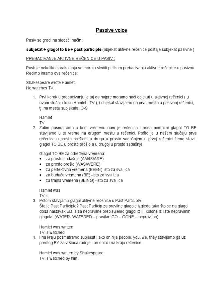 Pasiv U Engleskom Jeziku | PDF