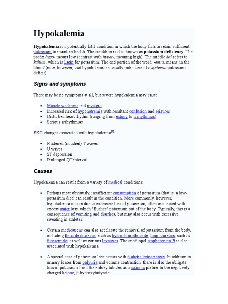 Hypokalemia | PDF | Medical Specialties | Clinical Medicine