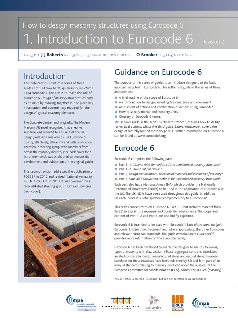 Masonry-1-Introduction To Eurocode 6 | PDF | Technology & Engineering