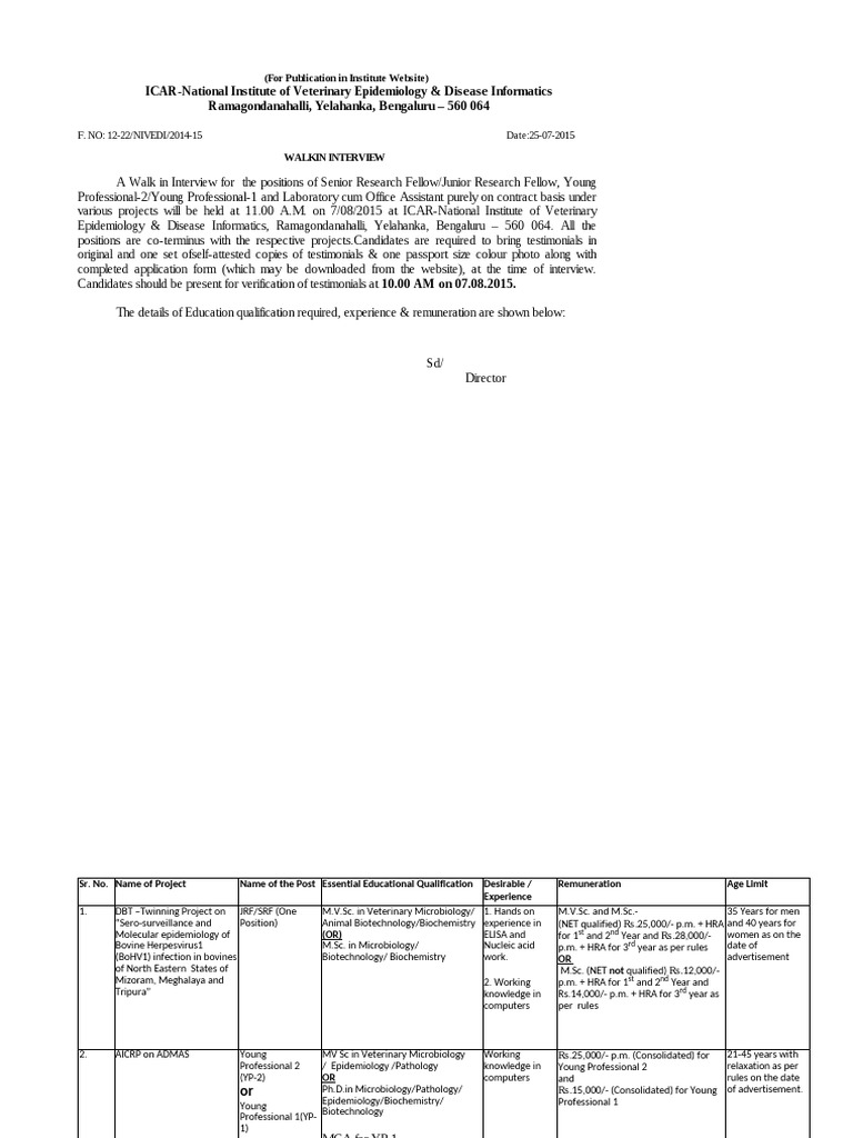 ICARNational Institute of Veterinary Epidemiology & Disease