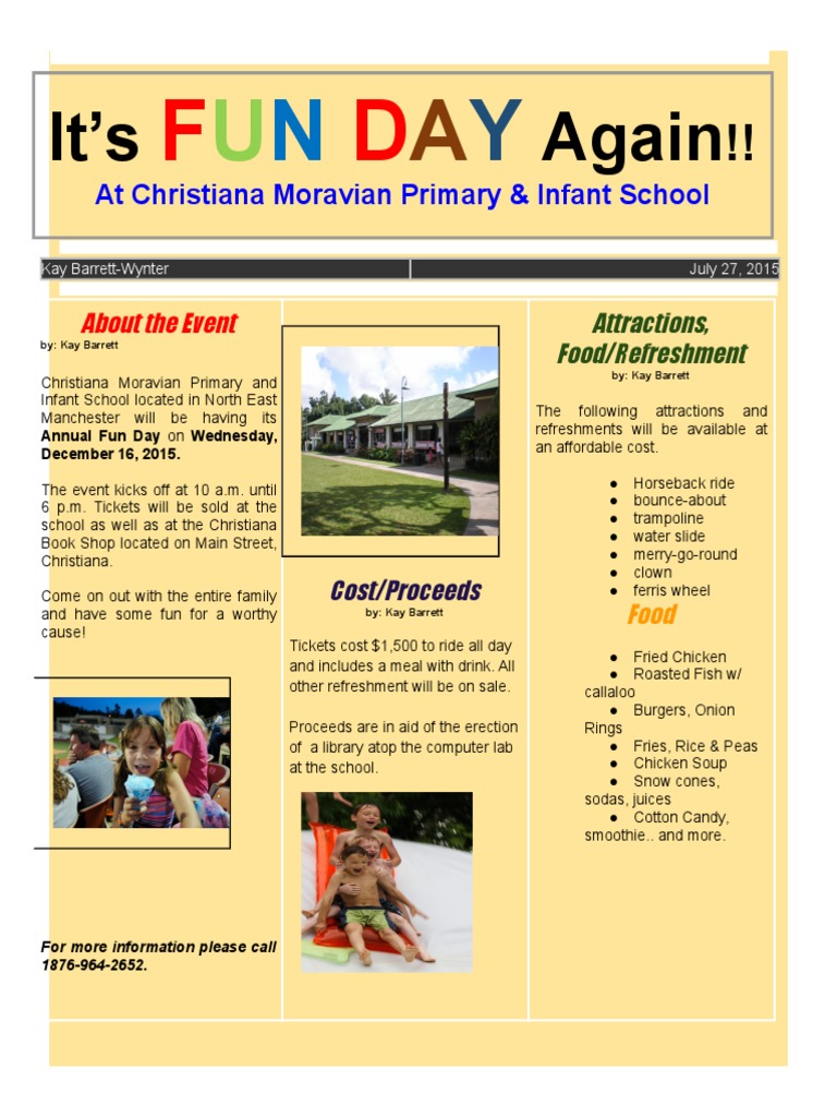 Christiana Moravian School Fun Day 2015 | PDF