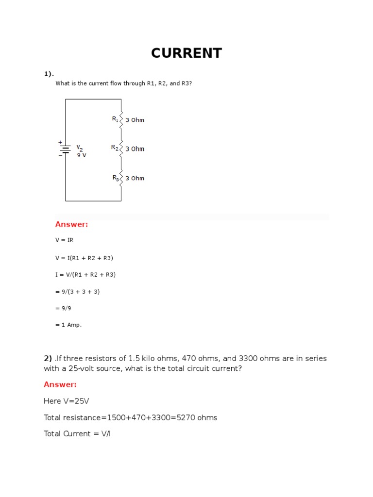 Current Calculation Examples | PDF | Teaching Methods & Materials ...