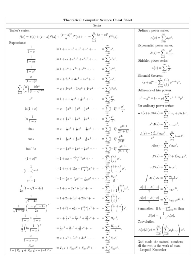 Theoretical Computer Science Cheat Sheet | PDF