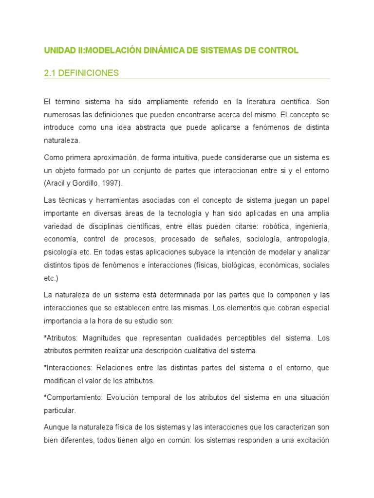 Modelación Dinámica en Sistemas de Control | PDF | Linealidad | Sistema ...