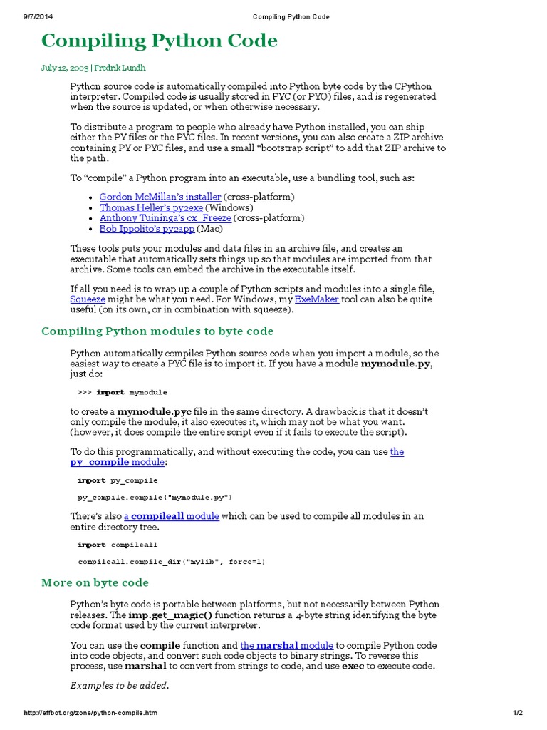 Compiling Python Code | Download Free PDF | Python (Programming ...