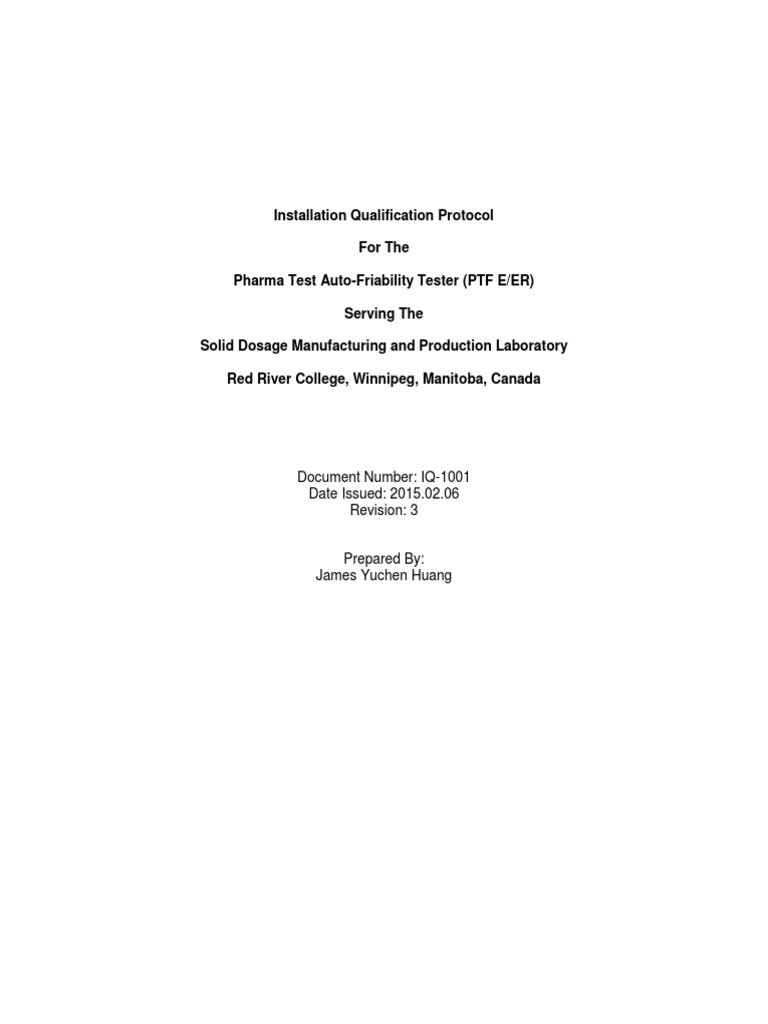 Pharma Test Auto-Friability IQ Protocol | PDF | Verification And ...