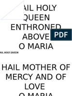 Hail Holy Queen Enthroned Above O Maria
