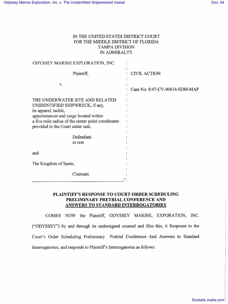 Odyssey Marine Exploration, Inc. v. The Unidentified Shipwrecked Vessel