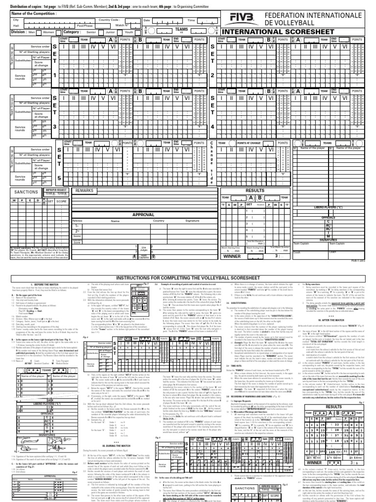 FIVB VB Scoresheet 2013 Updated2 | PDF