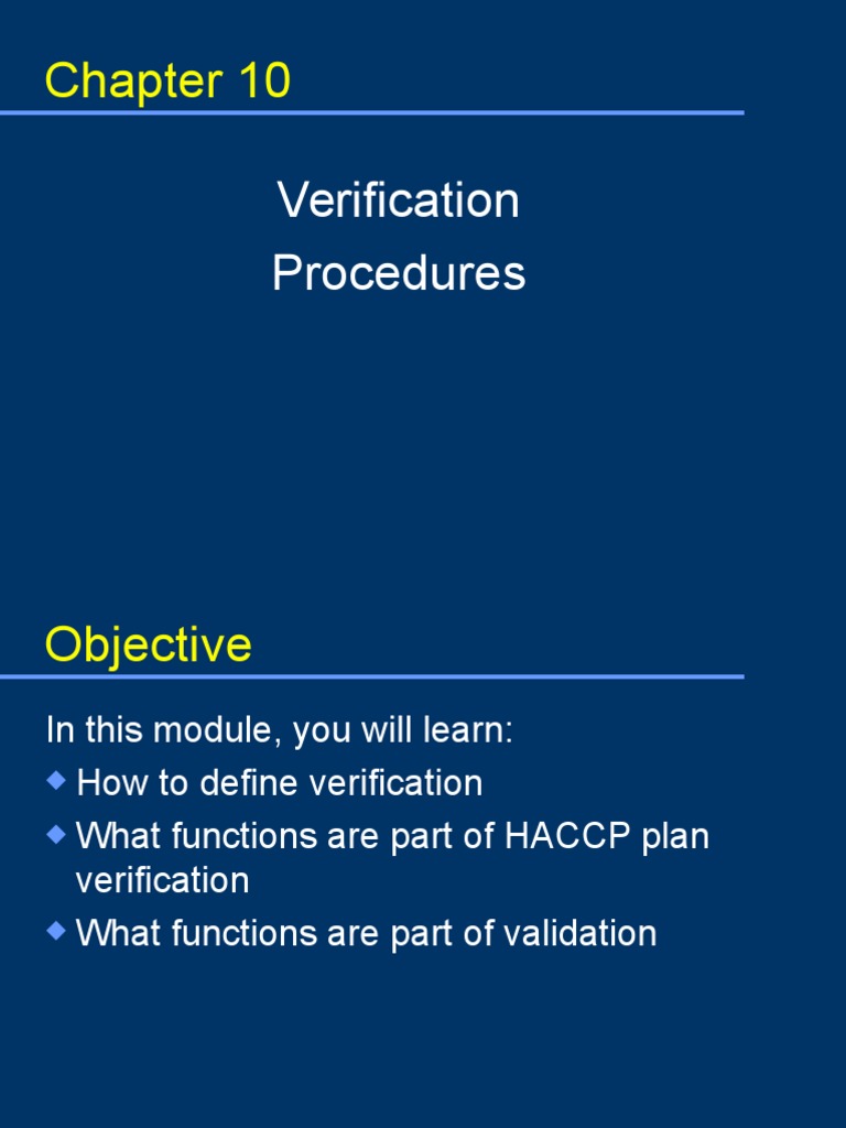 HACCP Verification Procedures Overview | PDF | Verification And ...