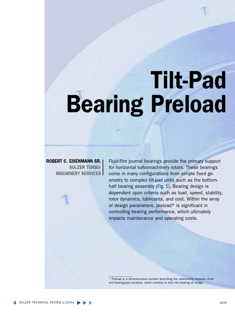 Tilting Pad Bearing Preload Bearing (Mechanical) Mechanical Engineering